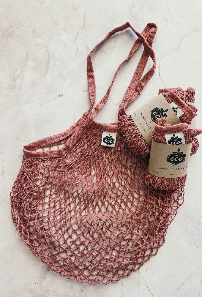 Dusty Pink String Shopping Tote One